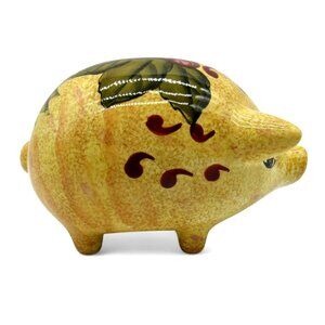 PIGGY BANK Floral and Fruit Hand-Painted Ceramic Colorful China Vintage